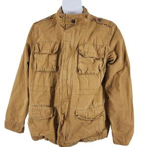 Boy's The Children's Place Tan Canvas Coat Jacket XL 14 Plaid Inside Cotton